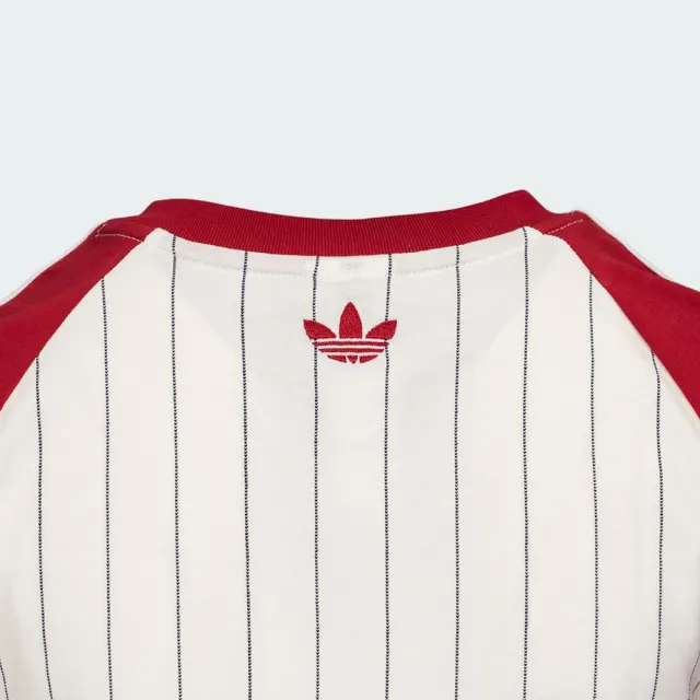 【adidas 愛迪達】Baseball Baby T 女 T恤 運動上衣 休閒短袖 白紅 亞版 短版(LF6084)