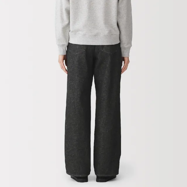 【MUJI 無印良品】女吉貝木棉混丹寧直筒褲(黑色)