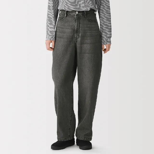 【MUJI 無印良品】女吉貝木棉混丹寧繭型褲(灰色)