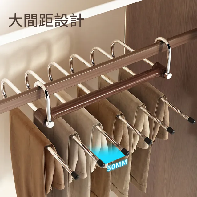 【YIGNW】多功能6層折疊褲架 伸縮魔術衣架 不鏽鋼毛巾掛架 晾衣架 圍巾收納架 節省空間衣櫃神器