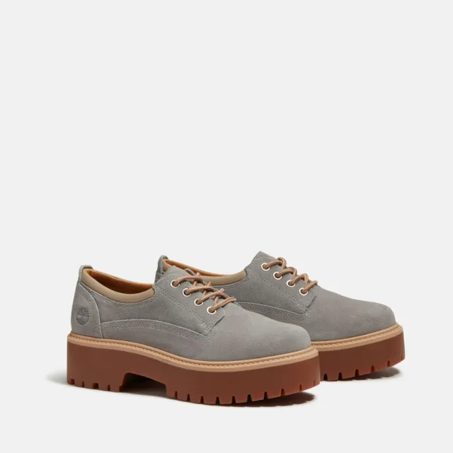 【Timberland】女款水泥灰Stone Street莫卡辛厚底鞋(A5UF9EJR)