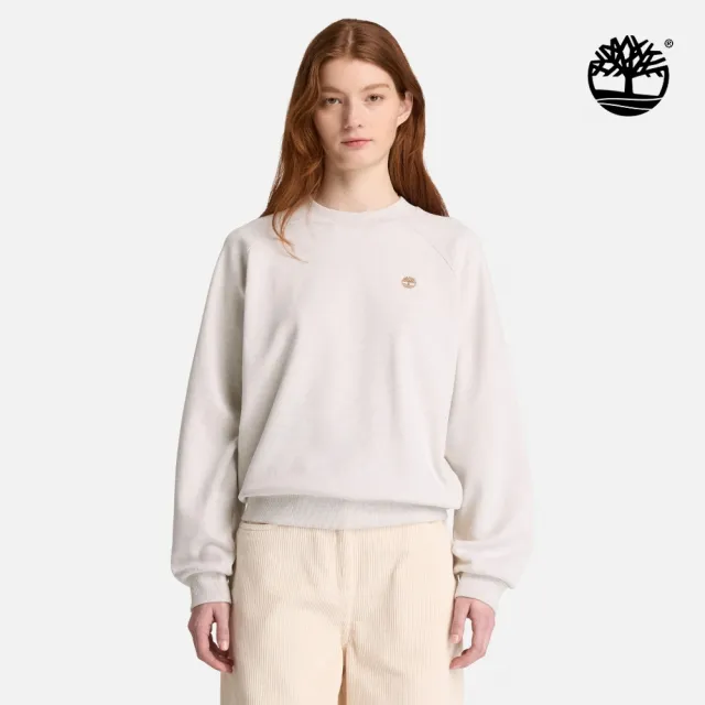 【Timberland】女款淺米色寬版圓領上衣(0YH5E546)