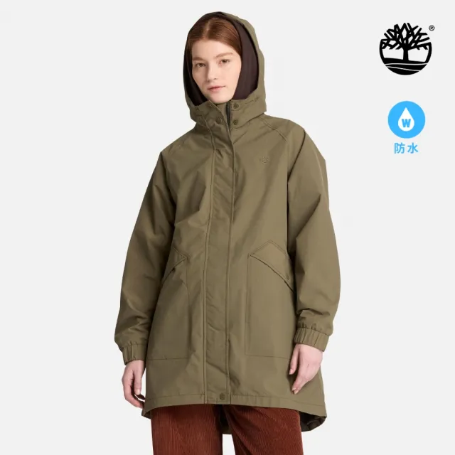 【Timberland】女款褐綠色寬版防水派克大衣(0YH4YAIE)