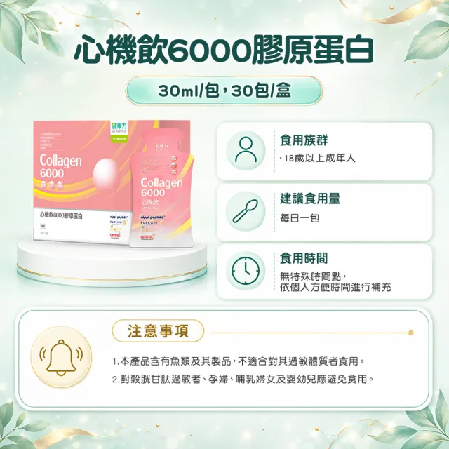 【Dr.Advice 健康力】膠原蛋白補給組(心機飲6000膠原蛋白30包x4盒+8包x1盒)_共128包