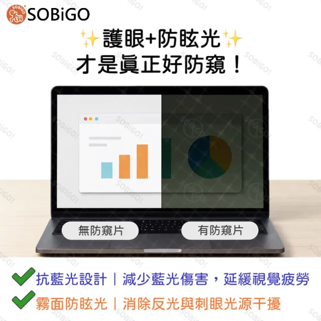 【SOBiGO】23吋-24吋 360度抗藍光防窺片 (四向防窺 有6種尺寸)