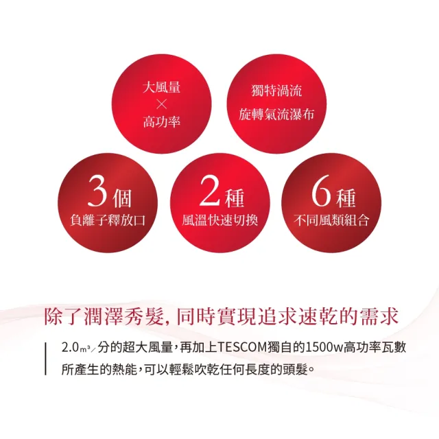 【TESCOM】官方直營 防靜電負離子大風量渦流吹風機 珍珠白 TID2200TW