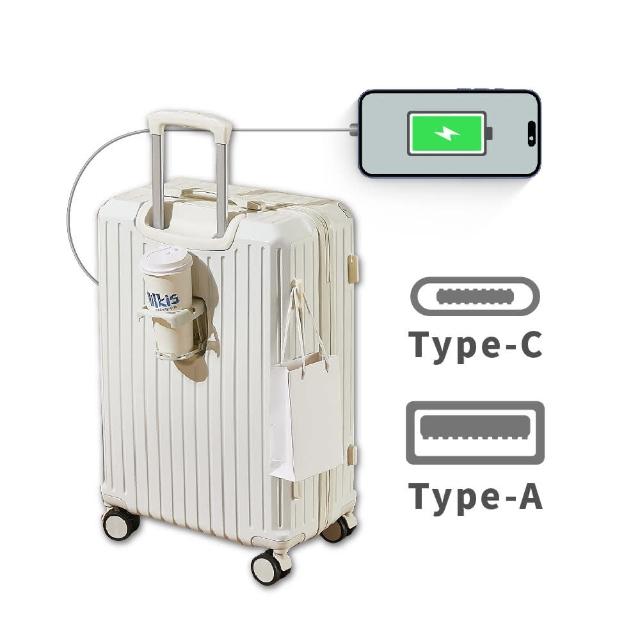 【路比達】20吋升級款雙充電孔密碼鎖行李箱(防刮行李箱、拉桿箱、行李箱、旅行箱)
