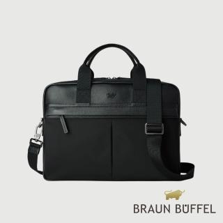 【BRAUN BUFFEL 德國小金牛】雷諾瓦-TW1 公事包-黑色(BF707-67-BK) 男包送禮推薦