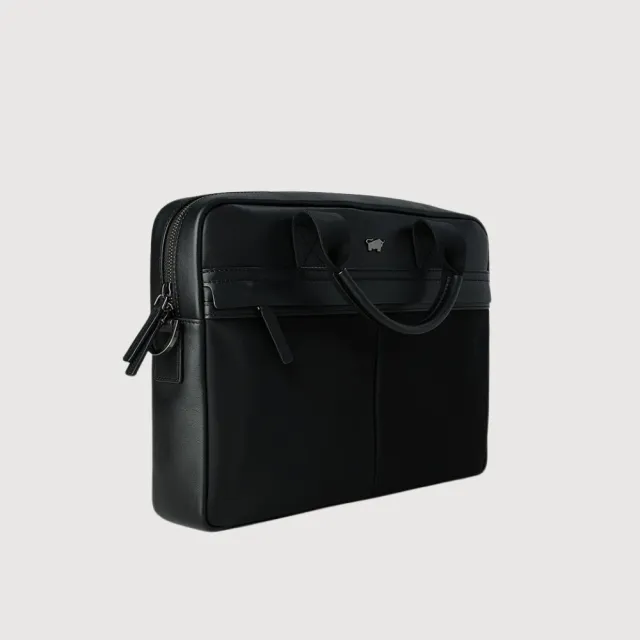 【BRAUN BUFFEL 德國小金牛】雷諾瓦-TW1 公事包-黑色(BF707-67-BK) 男包送禮推薦