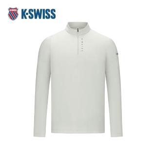 【K-SWISS】運動長袖 MS HALF ZIP LS T 半開襟 拉鍊 男款 淺灰色 1012050-956