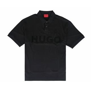 【HUGO BOSS】HUGO BOSS 字母LOGO純棉OVERSIZED短袖POLO衫(男款/黑)