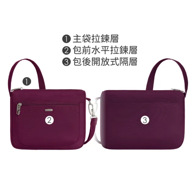 【Travelon】美國 Classic 3層防盜斜背中包 酒紅 / RFID斜背包 側背包 背帶包 防割防搶