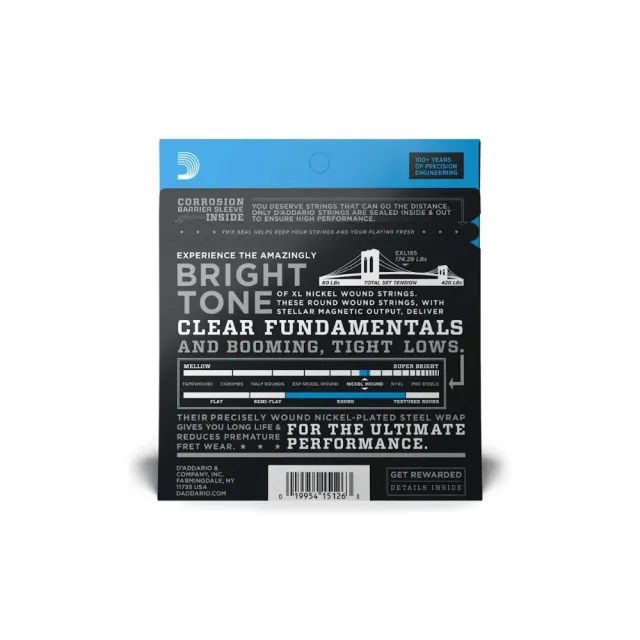 D’Addario 電貝斯弦 EXL165 XL Nickel Wound 45-105 (原廠公司貨 商品品質有保證)