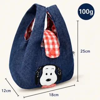 【SNOOPY 史努比】正版官方授權高品質牛仔便當袋手提包收納包輕量攜帶方便(女友小孩兒童生 
