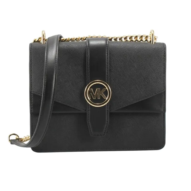 【Michael Kors】GREENWICH高雅金屬鍊帶防刮上掀肩背/斜背包35S5SGRC1L(金LOGO)