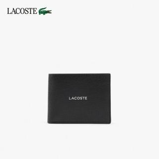【LACOSTE】包款-輕薄皮革短夾(黑色)