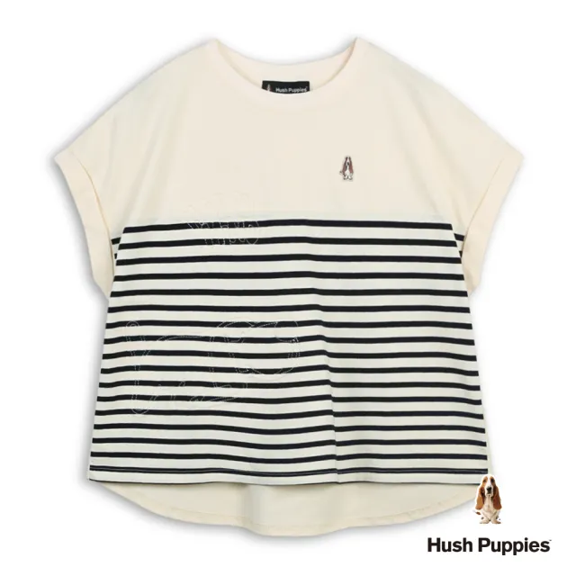 【Hush Puppies】女裝 上衣 填充棉趴狗寬袖上衣 (淺卡其 / 64210105)