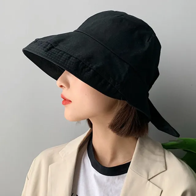 【QIDINA】(買一送一)韓版網紅遮臉蝴蝶結防曬小臉帽 漁夫帽-A X2入(遮陽帽子女 防曬帽 登山帽 鴨舌帽)