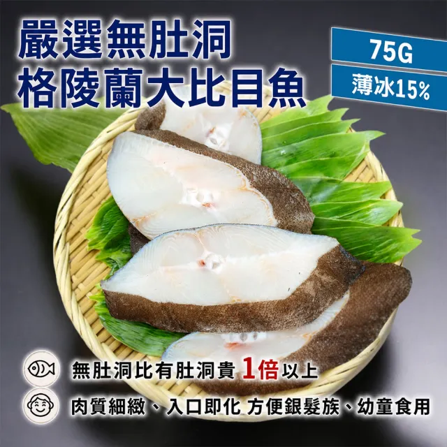 【優鮮配】扁鱈(大比目魚) 75gX15片組｜無肚洞 /薄冰鎖鮮