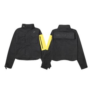 【NIKE 耐吉】W Off-White x Nike Keep Back 運動短版外套 黑黃 BV8041-010