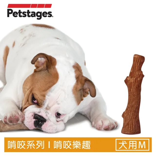 【Petstages】BBQ史迪克 狗玩具 烤肉木風味 M（12到22公斤中型犬適用）潔牙骨 耐咬 寵物玩具