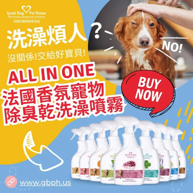【GBPH 好寶貝】寵物除臭防護噴霧500ml（犬貓通用/乾洗澡/貓砂盆除臭/九款香氛/法國精油）