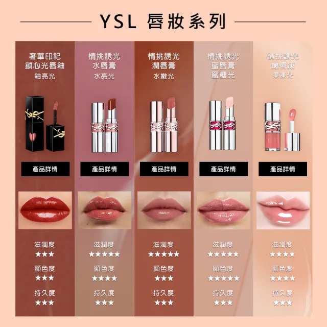 【YSL】官方直營 情挑誘光潤唇膏(任選1款/水潤唇膏/精品潤唇膏/護唇膏/新色上市)