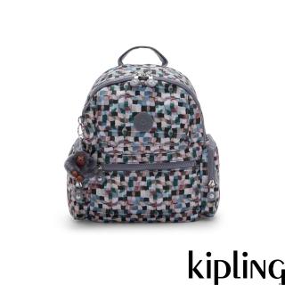 【KIPLING】彩繪玻璃印花多口袋拉鍊後背包-MATTA 女包