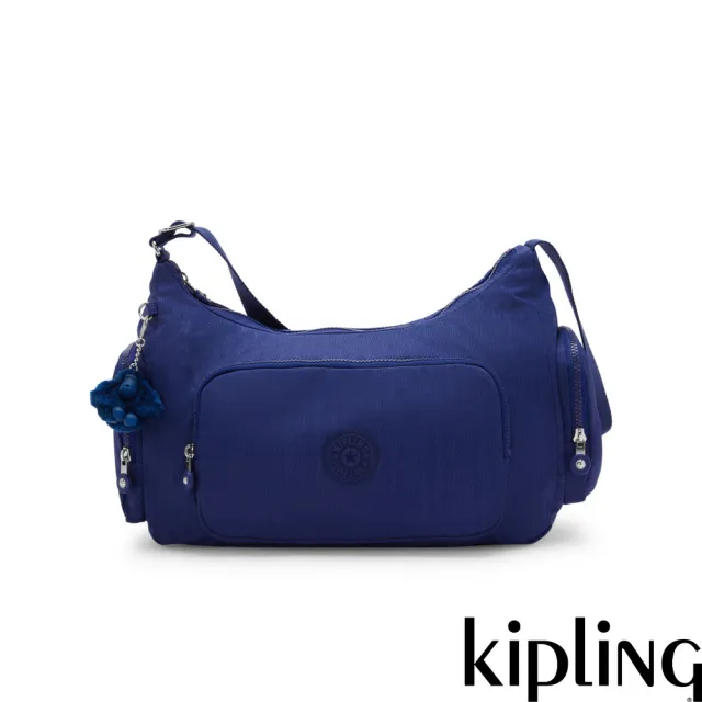 【KIPLING】『牛角包』（網路獨家款）深藍紋理輕巧多袋肩背包-GABBINA 女包