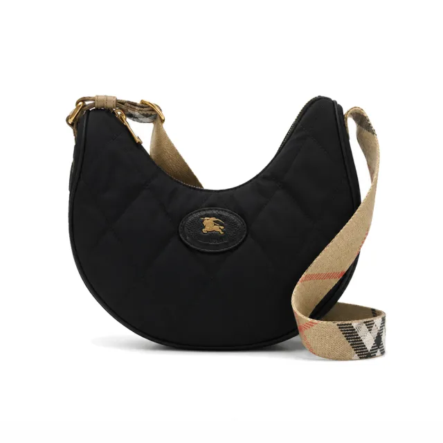 【BURBERRY 巴寶莉】Horseshoee戰馬LOGO尼龍斜背包(黑色)