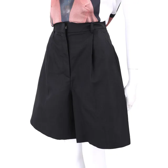 【MaxMara】WEEKEND ECUBA 親膚棉麻黑色百慕達短褲(休閒褲 義大利精品時裝)