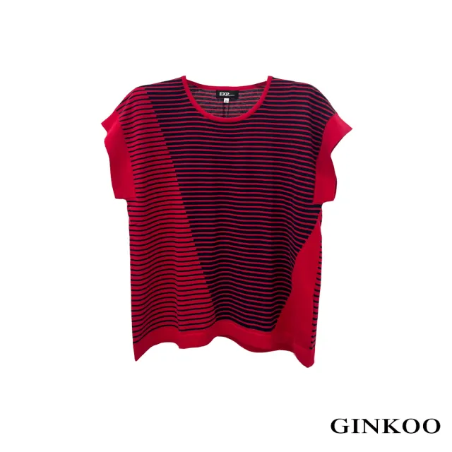 【GINKOO 俊克】不對稱條紋針織上衣