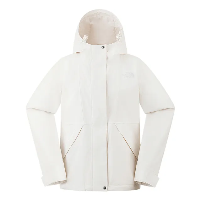 【The North Face】北臉 外套 女 運動連帽外套 防潑水 衝鋒衣 W REIGN ON 2.0 JACKET 米白 NF0A8J6YQLI