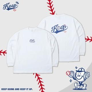 KEEP BASEBALL LOGO LONG SLEEVE 白 重磅 寬版 棒球好朋友 草寫字型 中華隊 LOGO 長TEE (KS254)