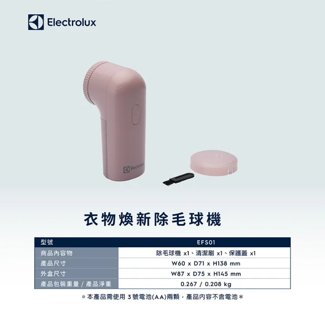 【Electrolux 伊萊克斯】衣物煥新除毛球機 (EFS01)