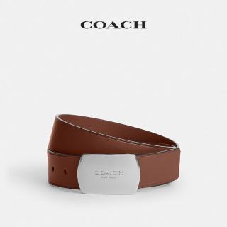 【COACH】蔻馳官方直營 PLAQUE腰帶 皮帶 38MM-SV/紅木色(CEC11)