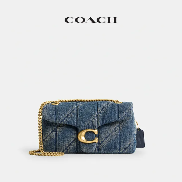 【COACH】蔻馳官方直營 TABBY 26 丹寧布絎縫細節單肩手袋-B4/深藍色(CCX38)