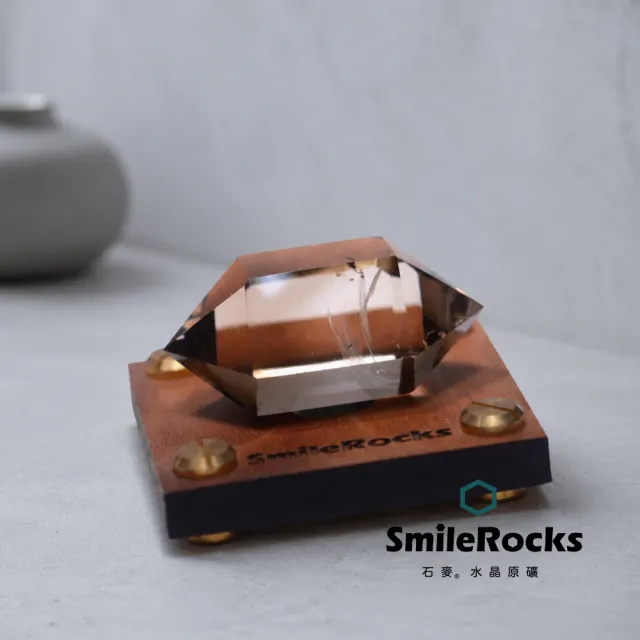【SmileRocks 石麥】石麥水晶原礦 雙尖茶水晶 SmilePAD 6X6cm 2000優購 No.62607260731