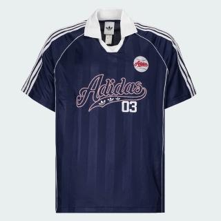 【adidas 愛迪達】短袖上衣 男 三葉草 亞規 BASEBALL JERSEY 藍白 LF6075