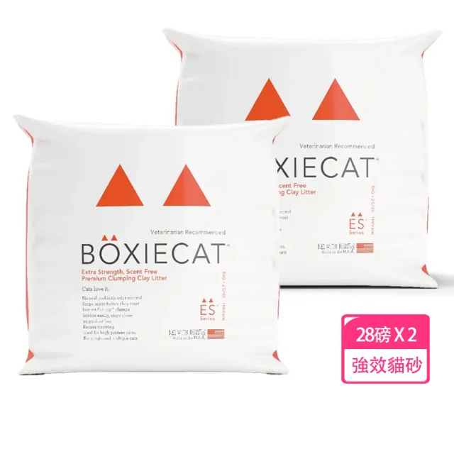 【BOXIECAT 博識貓】強效黏土凝結貓砂28磅Ｘ2入(強效益生菌 加強氣味控制版 貓砂 天然黏土 礦砂)