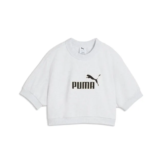 【PUMA】微短版上衣 Women Elevated ESS 灰 短袖 寬鬆 Rose著用 636645-05
