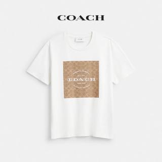 【COACH】蔻馳官方直營 經典 SIGNATURE SQUARE T恤-白色(CCB97)