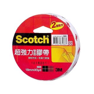 【3M】Scotch 超強力雙面棉紙膠帶/雙面膠帶/669/18mmx5Y/1捲