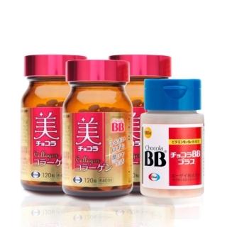【Eisai 衛採】Chocola BB 膠原錠×3入+Chocola BB Plus 180錠×1入(高單位B群+膠原蛋白 讓您每日光采耀顏)