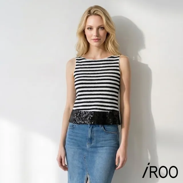【iROO】撞色條紋拼接背心