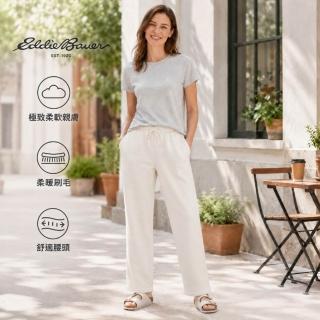 【Eddie Bauer】女性復古柔軟寬版長褲-米白 21690212