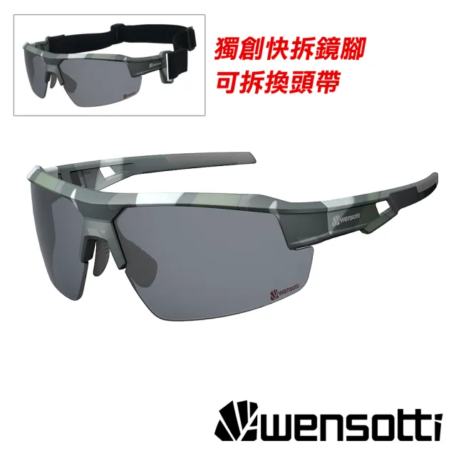 【Wensotti】運動太陽眼鏡/護目鏡 wi6943系列 (快拆鏡腳/附頭帶/防爆眼鏡/抗UV/軍警/單車/自行車)