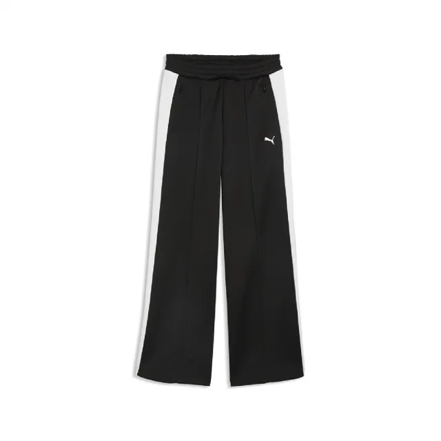 【PUMA】長褲 T7 Wide Leg 女款 黑 寬褲 抽繩 褲子 修身 639122-01