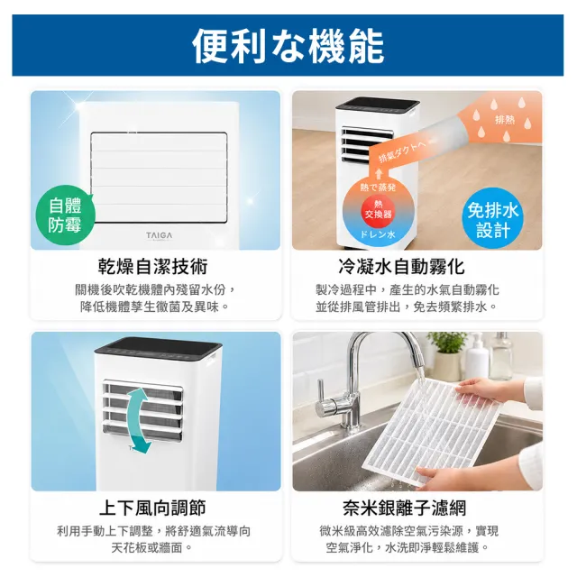 【TAIGA 大河】WiFi遠控5-7坪R32冷專除溼淨化移動式空調/移動式冷氣 (CB1177)