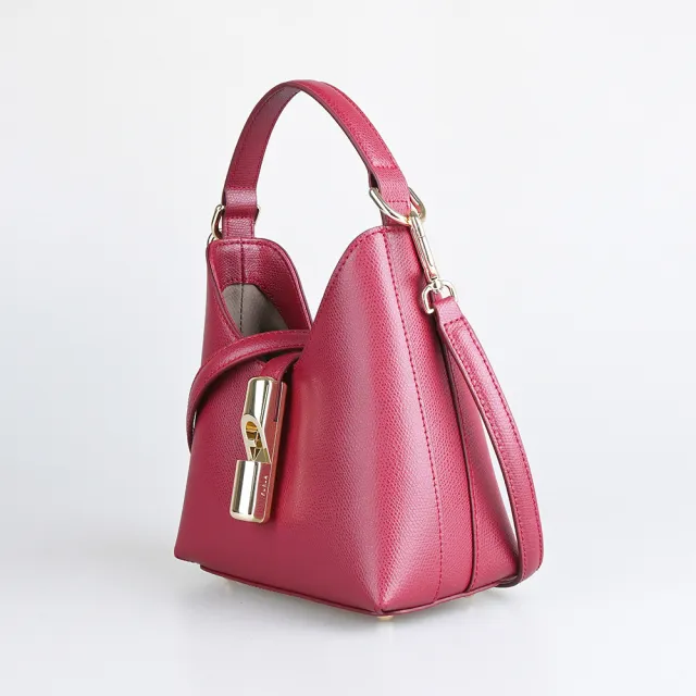 【FURLA 芙拉】FURLA精品小牛皮兩用手提斜背包(迷你/櫻桃紅)